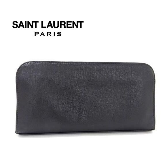 Saint Laurent *New Style* Black Top Grain Leather Long Continental Zippy Wallet - Picture 1 of 10